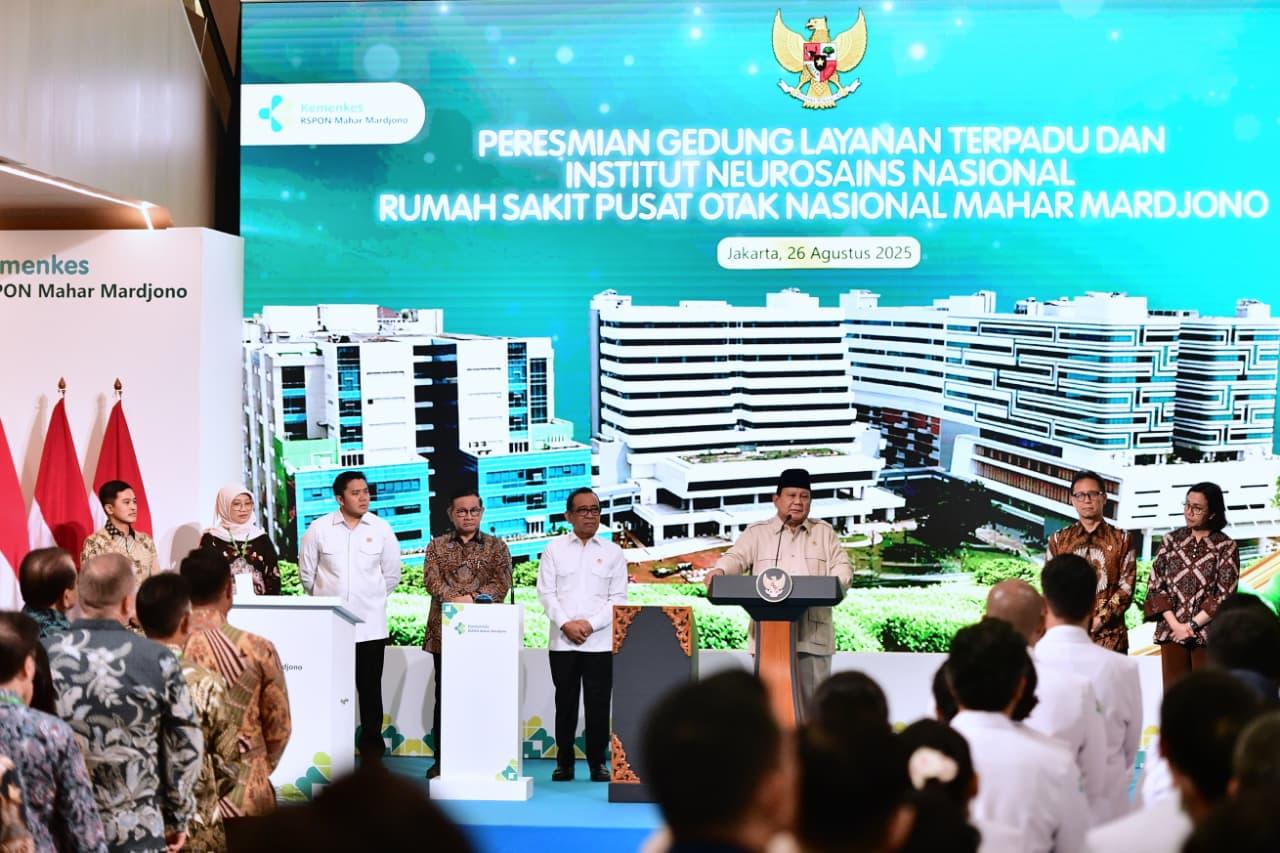 Prabowo Resmikan Gedung Layanan Terpadu & Institut Neurosains RSPON Mahar Mardjono