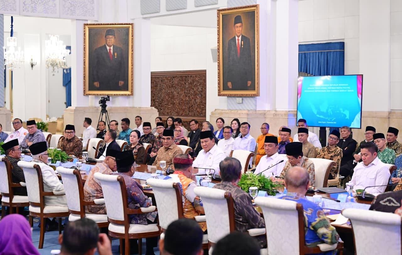 Presiden Prabowo Gelar Silaturahmi dengan Tokoh Agama, Parpol, dan Buruh di Istana
